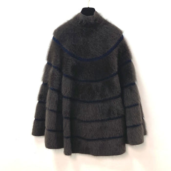 Louis Vuitton Poncho Wool, Cashmere Brown Outerwear Knit Fur Women L