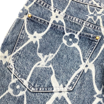 Louis Vuitton Denim Pants 1Afqfd Denim Blue Monogram Print Denim Shorts Mens 28