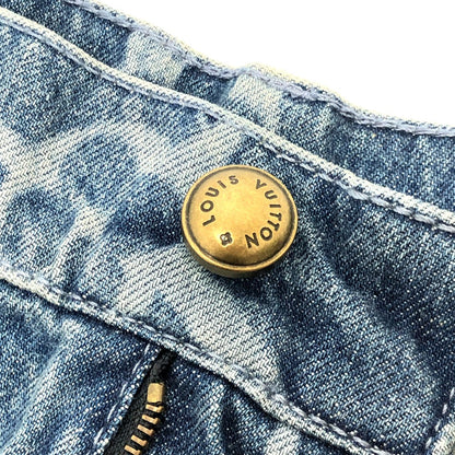 Louis Vuitton Denim Pants 1Afqfd Denim Blue Monogram Print Denim Shorts Mens 28