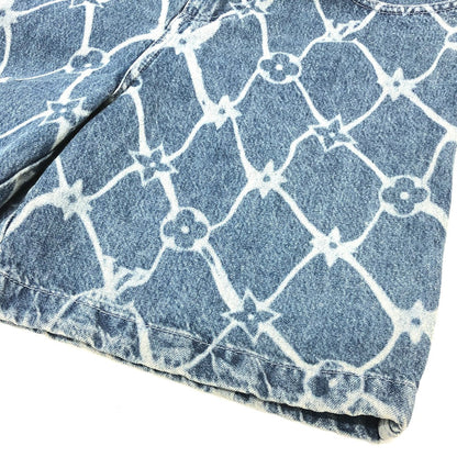 Louis Vuitton Denim Pants 1Afqfd Denim Blue Monogram Print Denim Shorts Mens 28