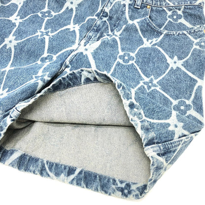 Louis Vuitton Denim Pants 1Afqfd Denim Blue Monogram Print Denim Shorts Mens 28