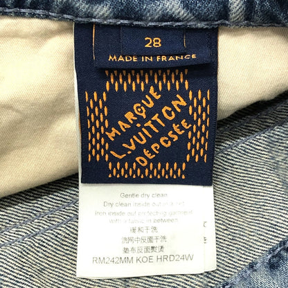 Louis Vuitton Denim Pants 1Afqfd Denim Blue Monogram Print Denim Shorts Mens 28