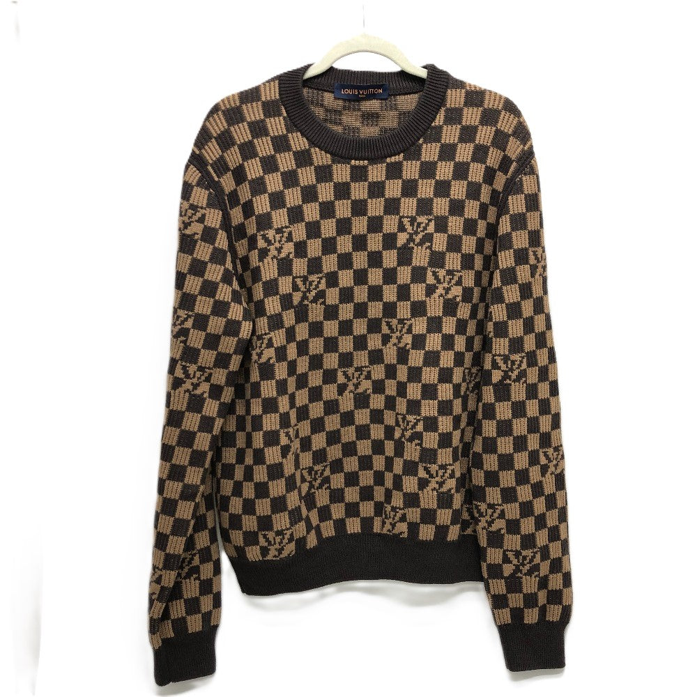 Louis Vuitton Sweater 1A9703 Cotton Brown Logo Virgil Abloh Ribbed Denim Xl
