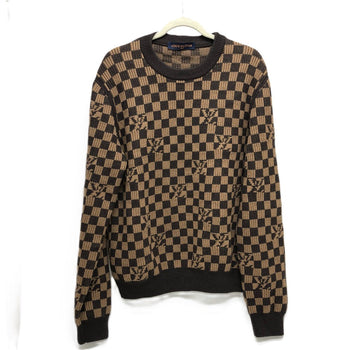 Louis Vuitton Sweater 1A9703 Cotton Brown Logo Virgil Abloh Ribbed Denim Xl