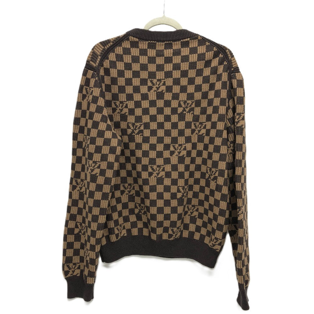 Louis Vuitton Sweater 1A9703 Cotton Brown Logo Virgil Abloh Ribbed Denim Xl