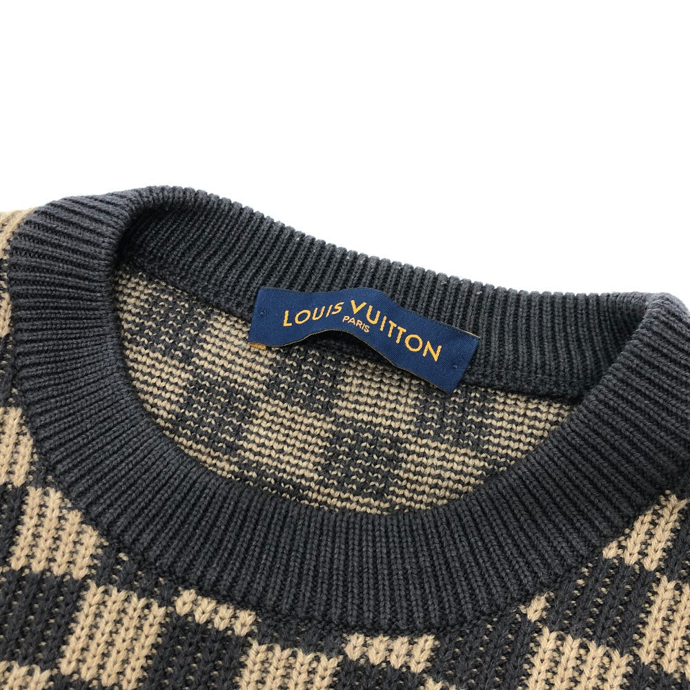Louis Vuitton Sweater 1A9703 Cotton Brown Logo Virgil Abloh Ribbed Denim Xl