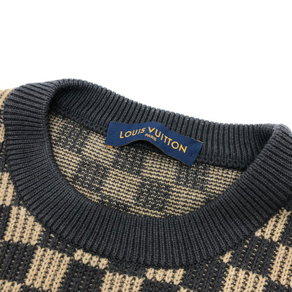 Louis Vuitton Sweater 1A9703 Cotton Brown Logo Virgil Abloh Ribbed Denim Xl