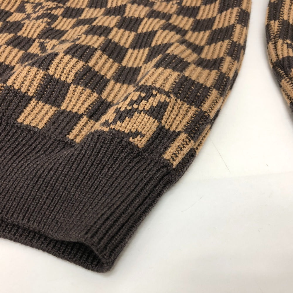 Louis Vuitton Sweater 1A9703 Cotton Brown Logo Virgil Abloh Ribbed Denim Xl