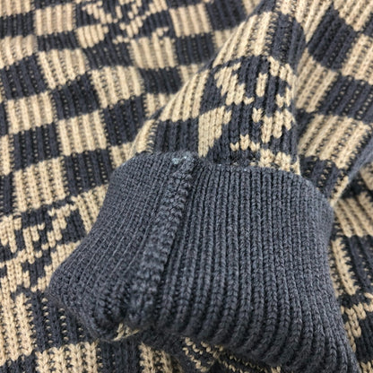 Louis Vuitton Sweater 1A9703 Cotton Brown Logo Virgil Abloh Ribbed Denim Xl