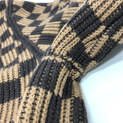 Louis Vuitton Sweater 1A9703 Cotton Brown Logo Virgil Abloh Ribbed Denim Xl