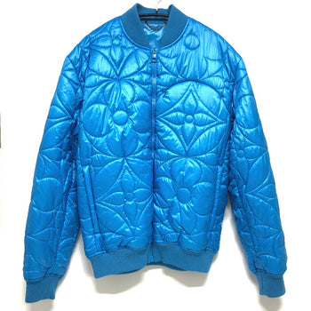 Louis Vuitton Down Jacket Rm221Q Nylon Blue Flower Quilted Mens 50