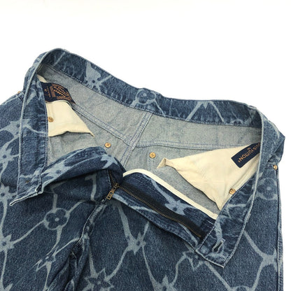 Louis Vuitton Pants 1Afqfd Denim Blue Monogram Print 29