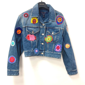 Louis Vuitton Jacket Cotton Blue Kusama Yayoi Collaboration Patch Jacket Women 36