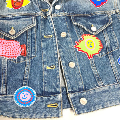 Louis Vuitton Jacket Cotton Blue Kusama Yayoi Collaboration Patch Jacket Women 36
