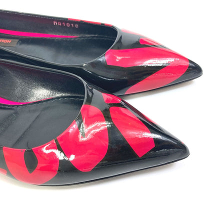 Louis Vuitton Leather Shoes Patent Leather Black X Pink Pumps Petanko Monogram Graffiti 34