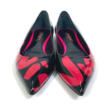 Louis Vuitton Leather Shoes Patent Leather Black X Pink Pumps Petanko Monogram Graffiti 34