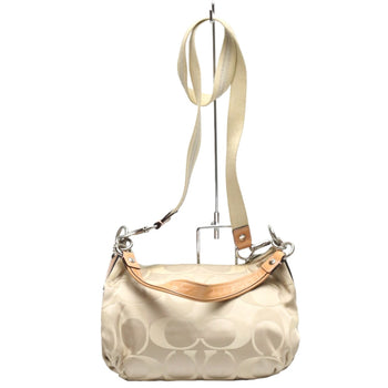 Coach Shoulder Bag F14562 Leather Beige Poppy Signature 2Way Women