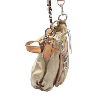 Coach Shoulder Bag F14562 Leather Beige Poppy Signature 2Way Women