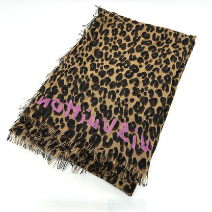 Louis Vuitton Shawl M72215 Silk Brown Etole Leopard Women