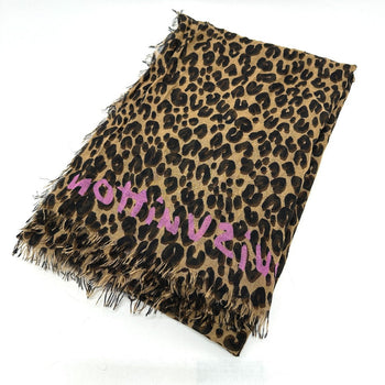 Louis Vuitton Shawl M72215 Silk Brown Etole Leopard Women