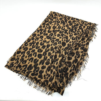 Louis Vuitton Shawl M72215 Silk Brown Etole Leopard Women