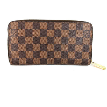 Louis Vuitton Long Wallet Purse N41661 Damier Canvas Brown Damier Zippy Wallet Unisex(Unisex)