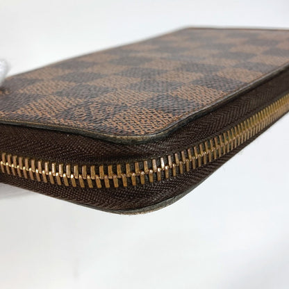Louis Vuitton Long Wallet Purse N41661 Damier Canvas Brown Damier Zippy Wallet Unisex(Unisex)