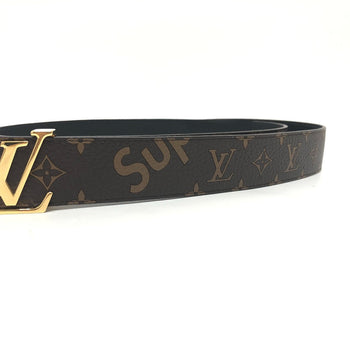 Louis Vuitton Belt Mp016 Leather Brown 17Aw Louis Vuitton X Supreme Monogram Saintur Lv Initial