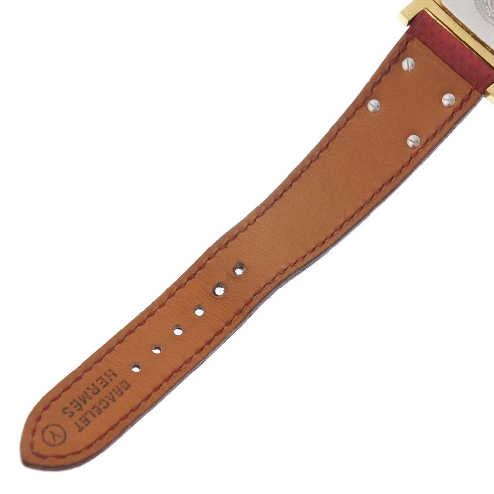 Hermes Watches Quartz Plated Gold , Leather Gold Medor White Dial Women