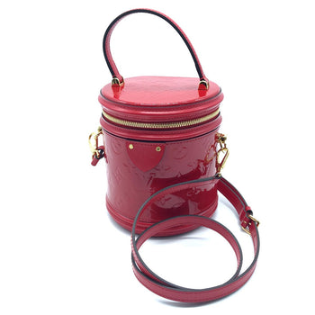 Louis Vuitton Handbag M53998 Patent Leather Red Monogram Vernis Cannes Pm Women