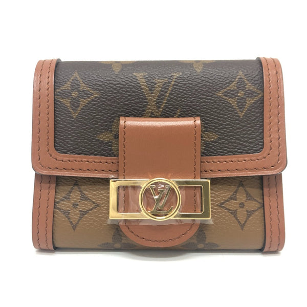 Louis Vuitton Trifold Wallet M68725 Monogram Reverse Canvas Brown Portefeuille Dauphine Women