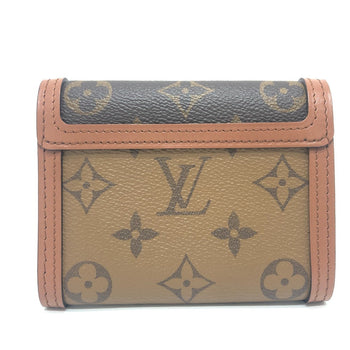 Louis Vuitton Trifold Wallet M68725 Monogram Reverse Canvas Brown Portefeuille Dauphine Women