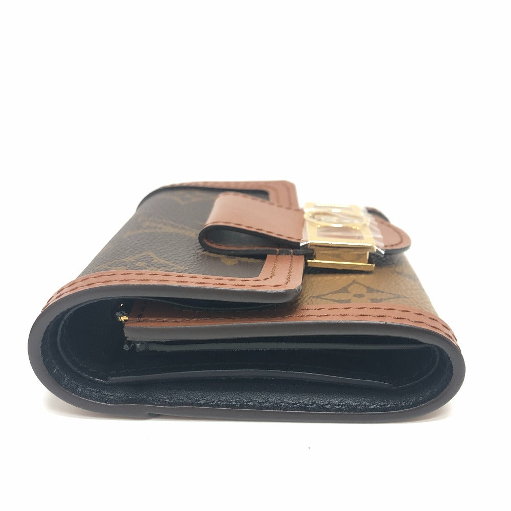 Louis Vuitton Trifold Wallet M68725 Monogram Reverse Canvas Brown Portefeuille Dauphine Women
