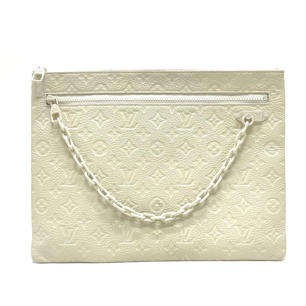 Louis Vuitton Clutch Bag M67462 Taurillon Clemence White Taurillon Clemence Monogram Pochette A4