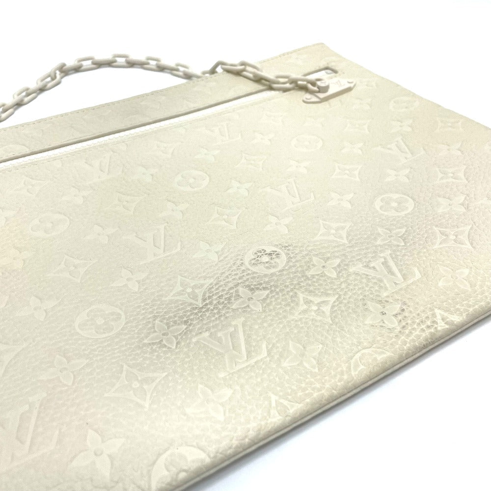 Louis Vuitton Clutch Bag M67462 Taurillon Clemence White Taurillon Clemence Monogram Pochette A4