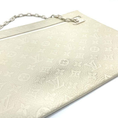 Louis Vuitton Clutch Bag M67462 Taurillon Clemence White Taurillon Clemence Monogram Pochette A4
