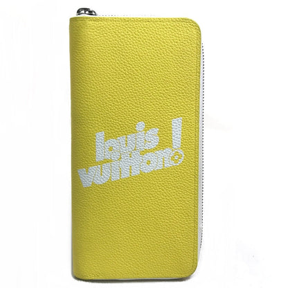Louis Vuitton Long Wallet Purse M80852 Taurillon Clemence Leather Yellow Logo Zippy Wallet Vertical