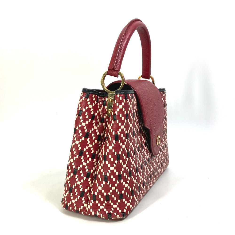 Louis Vuitton Handbag M42926 Leather Red Plating Lv Signature Capusine Pm