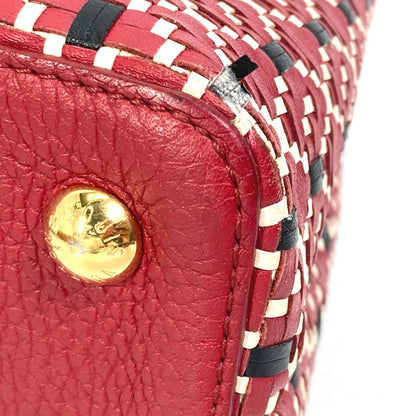 Louis Vuitton Handbag M42926 Leather Red Plating Lv Signature Capusine Pm