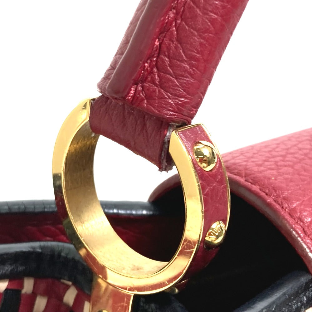 Louis Vuitton Handbag M42926 Leather Red Plating Lv Signature Capusine Pm