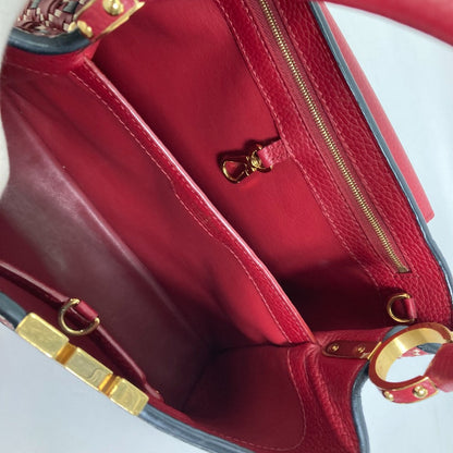 Louis Vuitton Handbag M42926 Leather Red Plating Lv Signature Capusine Pm