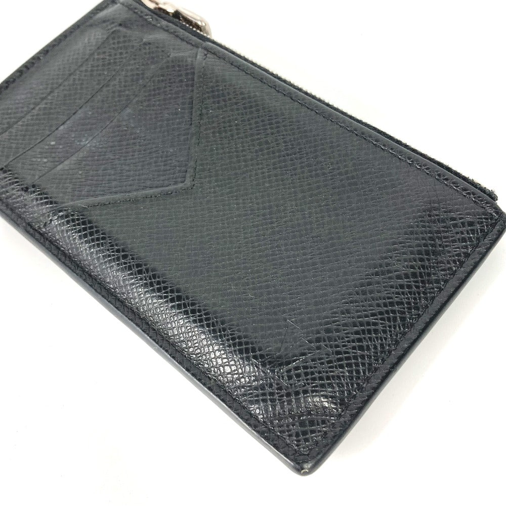 Louis Vuitton Coin Case M62914 Taiga Leather Black Taiga Coin Card Holder Mens