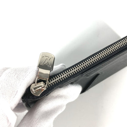 Louis Vuitton Coin Case M62914 Taiga Leather Black Taiga Coin Card Holder Mens