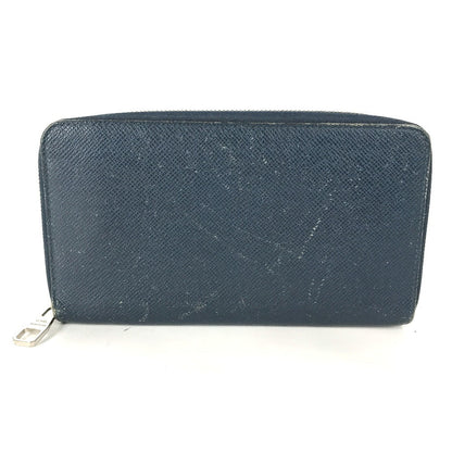 Louis Vuitton Long Wallet Purse M30515 Taiga Leather Blue Taiga Zippy Organizer Mens