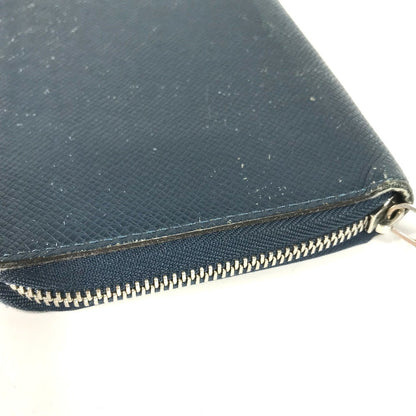Louis Vuitton Long Wallet Purse M30515 Taiga Leather Blue Taiga Zippy Organizer Mens