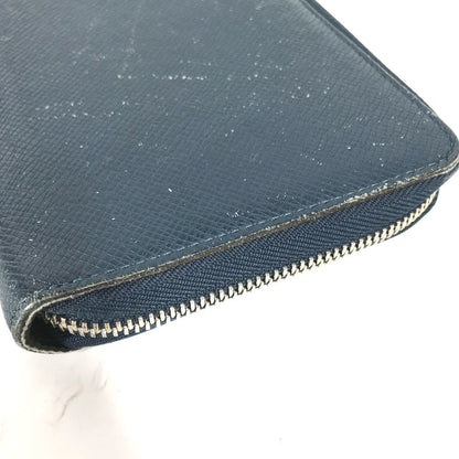 Louis Vuitton Long Wallet Purse M30515 Taiga Leather Blue Taiga Zippy Organizer Mens