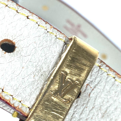Louis Vuitton Belt M6870W Suhari Leather White Suhari Santur Suhalirah Women 80