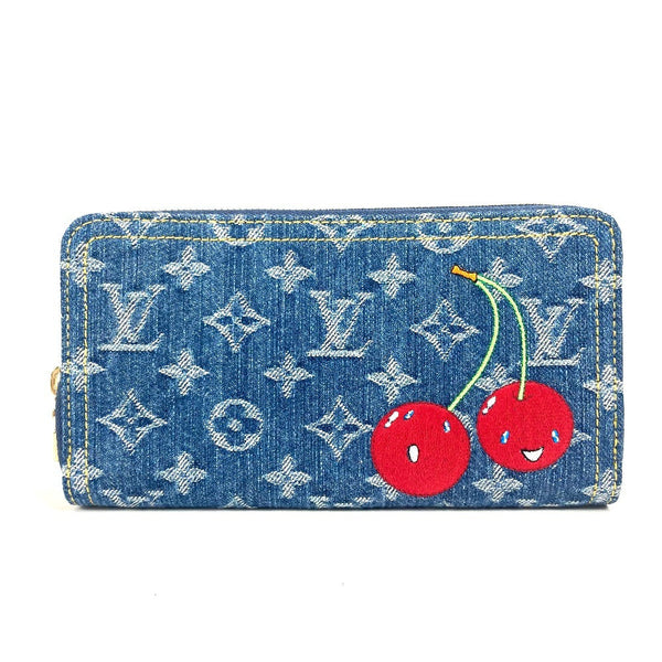 Louis Vuitton Long Wallet Purse M23161 , Monogram Cherry Denim Blue Takashi Murakami Collaboration