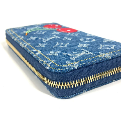Louis Vuitton Long Wallet Purse M23161 , Monogram Cherry Denim Blue Takashi Murakami Collaboration