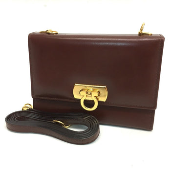 Salvatore Ferragamo Shoulder Bag Leather Brown Gancini Pochette Women